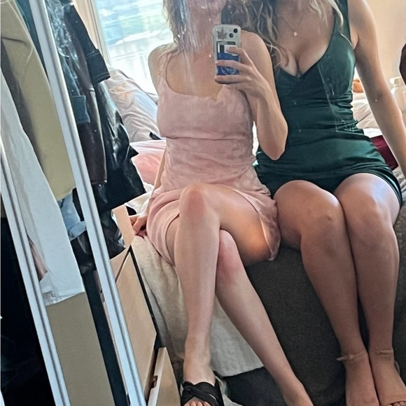 Jacquard Polka Dot Satin Mini Dress - Picture 8 of 9